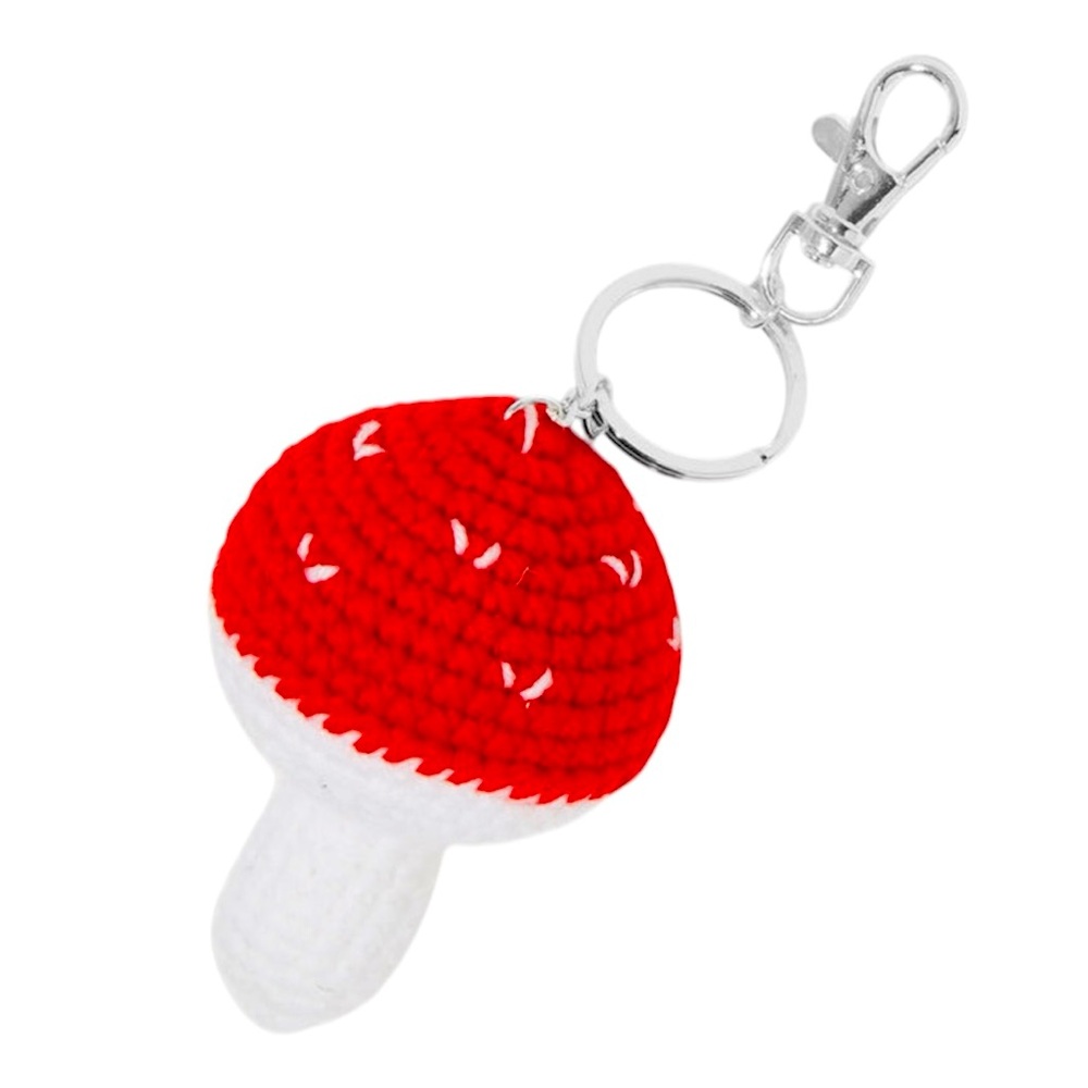 Red Mushroom Crocheted Keychain - NWT